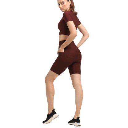 Biker Tights Pocket Shorts (Damson)