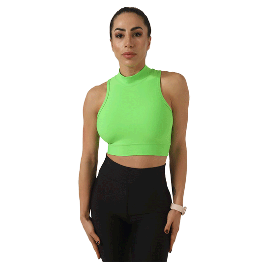 High Neck Sports Bra (Green)