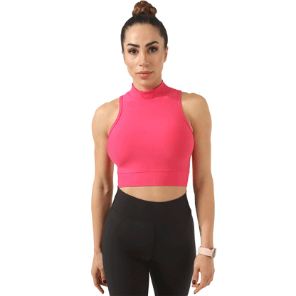 High Neck Sports Bra (Fushia)