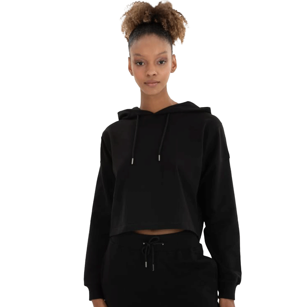 Oversized Sweat Crop Hoodie (Black)