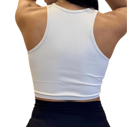 Crop Top Sports Singlet  (White)