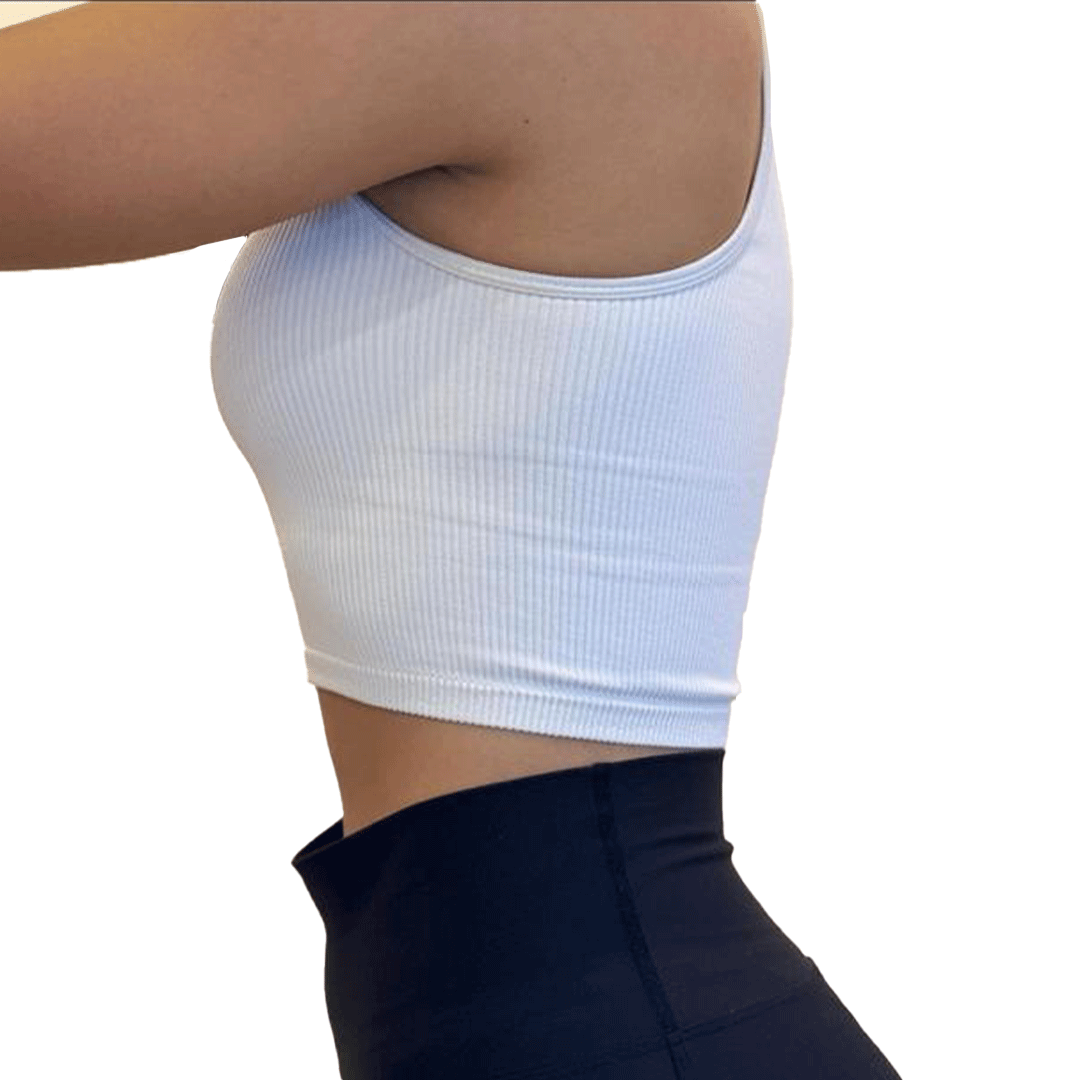 Crop Top Sports Singlet  (White)