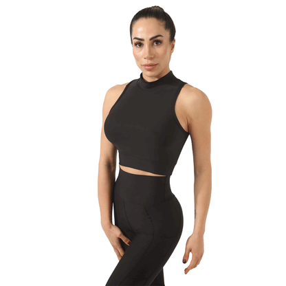 High Neck Sports Bra (Black)